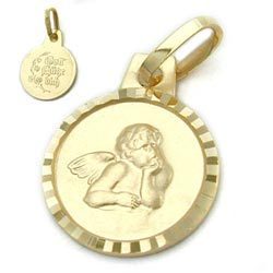 Zur Heiligen Taufe Baby Schutz Engel Kreuz Echt Gold 585 mit Kette Silber 925 VG 