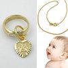 Baby Taufe Brillant 0,03 ct Taufring Echt Gold 585 14Kt mit Herz Engel und Kette Silber 925 vergold