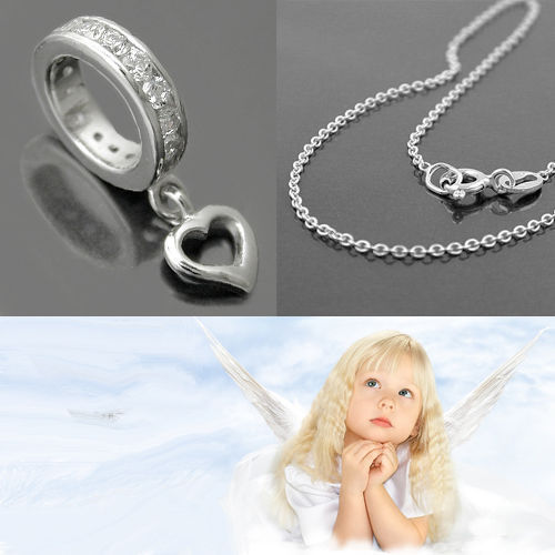 Mädchen Rubin Herz Schutz Engel Taufring Silber 925 rhodiniert mit 38 cm Kette 