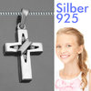 Kinder Kreuz Anhänger Kommunion Konfirmation mit Kette Länge wählbar Silber 925