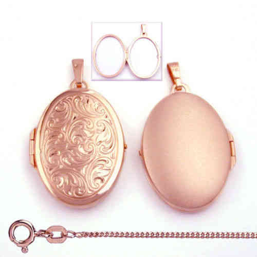 Foto Medaillon Damen Bild Amulett zum öffnen mit Kette Silber 925 Rosè vergoldet