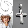 Zirkonia Kinder Kreuz Anhänger zur Taufe Kommunion Firmung mit Kette Echt Silber 925