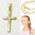 Echt Gold 333 bicolor Kommunion Kreuz Anhänger mit Silber verg. Vario 42-40 cm Kette