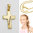 Echt Gold 333 Kinder Taufe Kommunion Kreuz Zirkonia Anhänger mit Silber verg. Vario 42-40 cm Kette