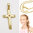 Echt Gold 333 Kinder Taufe Kommunion Kreuz Zirkonia Anhänger mit Silber verg. Vario 42-40 cm Kette
