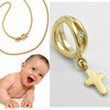 Baby Taufe Infinity Kreuz Anhänger Taufring Echt Gold 333 mit Kette Silber 925 vergoldet